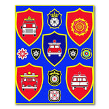 Fire Truck Emergency Badge Collage Area Rug