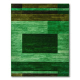 Modern Green Geometric Block Area Rug