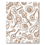 Whimsical Brown Musical Instruments Doodle Rug