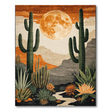 Southwestern Orange Moon Cacti Desert Rug