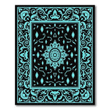 Teal Mandala Black Persian Area Rug