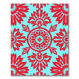 Bold Red Mandala Teal Area Rug