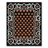 Orange Polka Dot Area Rug with Ornate Floral Border