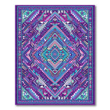 Vibrant Purple Teal Geometric Tribal Rug