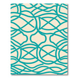 Teal Wavy Abstract Area Rug on Cream
