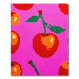 Hot Pink Red Apple Fruit Pattern Shag Rug