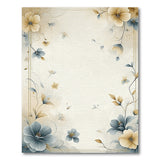 Beige Floral Vintage Area Rug with Gold Frame