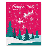 Festive Pink Sleigh Over Teal Pines Area Rug