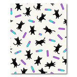 Playful Black Cats Colorful Markers Area Rug
