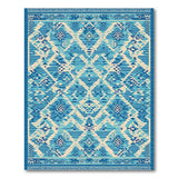 Teal Blue Geometric Tribal Area Rug