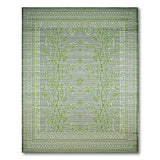 Green Floral Branch Area Rug with Intricate Borders