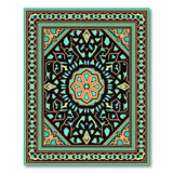 Blue and Teal Ornate Black Teal Persian Medallion Rug