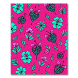 Vibrant Pink Tropical Hibiscus Monstera Rug