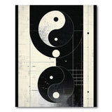 Black and White Distressed Yin Yang Black White Area Rug