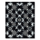 Black White Heritage Tribal Floral Rug