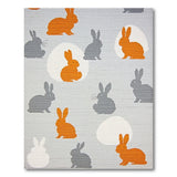 Playful Orange Grey Bunny Silhouette Area Rug