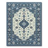 Navy Blue Persian Floral Medallion Area Rug