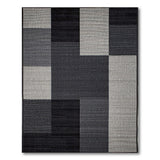 Modern Black White Geometric Block Geometric Modern Area Rug