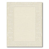 Beige Area Rug with Gold Greek Key Border