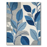 Blue Gray Leaf Abstract Area Rug