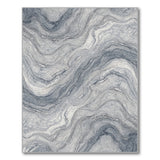 Blue Grey Marble Swirl Area Rug
