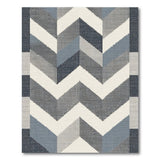 Washable Modern Geometric Chevron Area Rug - Blue and Grey Low Pile