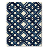 Navy Blue Interlocking Diamond Geometric Area Rug