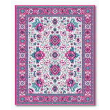 Pink Teal Floral Persian Area Rug