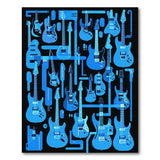 Blue Electric Guitars Geometric Area Rug
