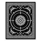 Elegant Black White Persian Medallion Traditional Persian Rug