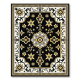 Traditional Persian Gold and Silver Ornate Black Gold Persian Medallion Rug