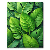 Green Lush Overlapping Monstera Leaves Area Rug