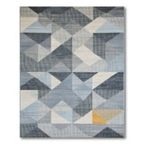 Modern Geometric Blue Grey Triangle Area Rug
