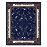 Blue Musical Notes Piano Area Rug