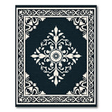 ODIKA Washable Vintage Damask Medallion Area Rug, Low Pile Non-Slip Traditional Navy/Cream Carpet