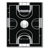 Basketball Court Black White Area Rug