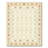 Elegant Cream Area Rug with Pink Rose Borders