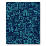 Neon Cyan Circuit Geometric Area Rug