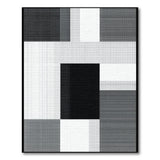 Black and White Geometric Modern Black White Geometric Abstract Area Rug