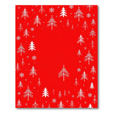 Festive White Christmas Trees Snowflakes on Red Rug