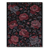 Burgundy Peony Floral Area Rug