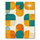 ODIKA Mid-Century Modern Geometric Washable Area Rug, Teal & Mustard