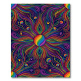 Rainbow Swirl Paw Print Abstract Area Rug