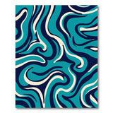Teal Wave Swirl Abstract Area Rug
