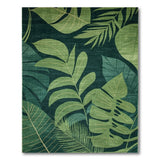 Coastal Beach Lush Monstera Palm Leaf Green Area Rug