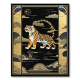 Majestic Roaring Tiger Gold Clouds Area Rug