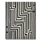 Maze Labyrinth Black White Geometric Area Rug
