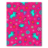 Playful Teal Cats Snowflakes Pink Area Rug