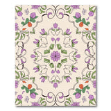 Purple Floral Mandala Area Rug with Cat Silhouettes