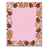 Cute Diverse Gingerbread Friends Pink Border Rug